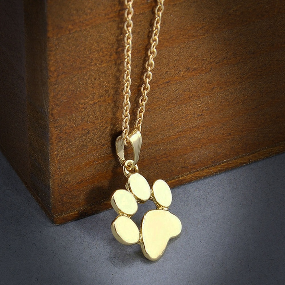 Pet Dogs Footprints Cat Paw Pendant Chain Necklace